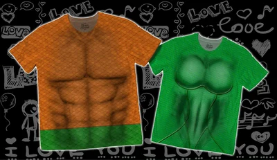 Футболки с полной запечаткой: парные - аквамен мера